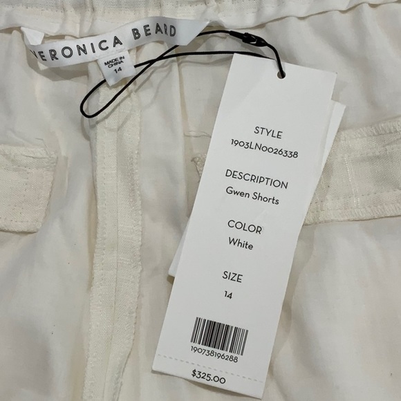 Veronica Beard High Waisted Linen Blend Cream Color Shorts D4 - Picture 9 of 10